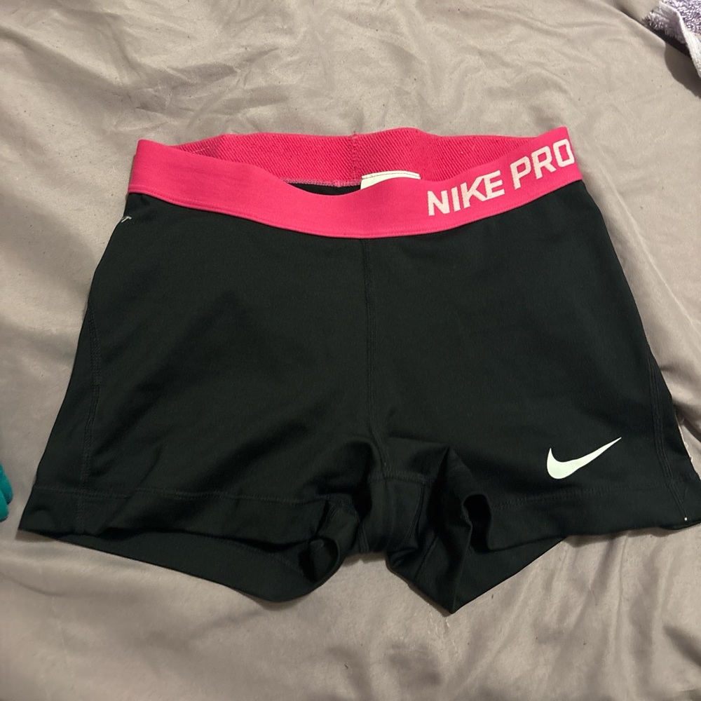 Nike Women's Black and Pink Pro Shorts